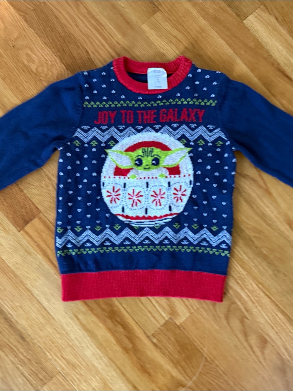 Navy 'Joy to the Galaxy' Holiday Sweater with Baby Yoda